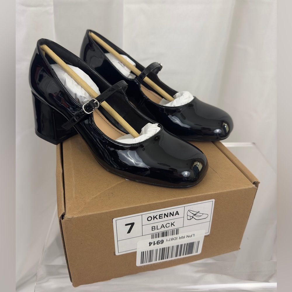 JOURNEE OKENNA MARY JANE PUMP HEELS IN BLACK PATENT US 7 … - Picture 9 of 16